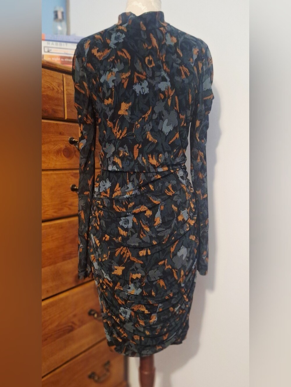 Long Sleeve Ruched Sheath Dress - Autumn Colours
